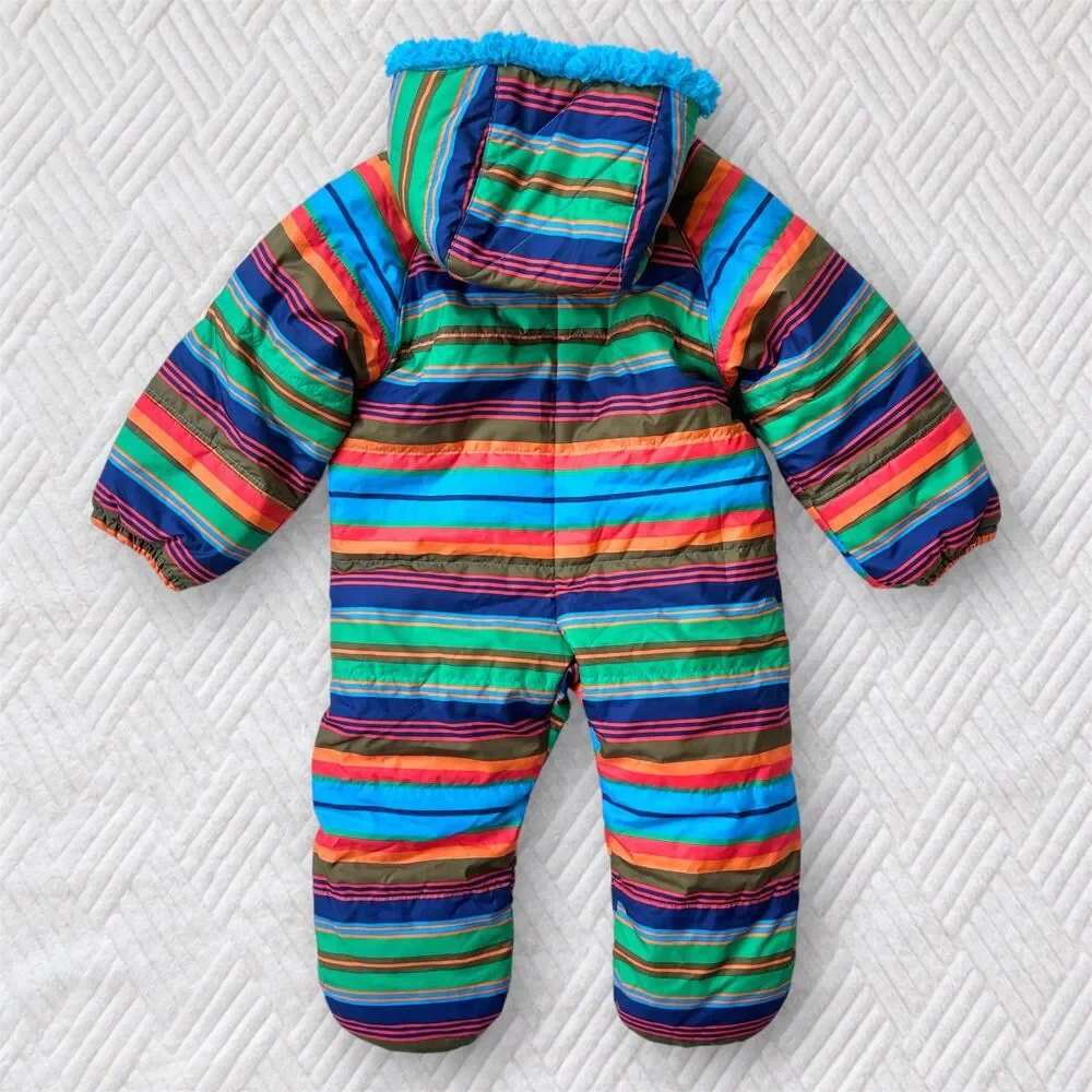 Patagonia Infant 3M Reversible Tribbles Bunting Snowsuit Turquoise Stripe NWT
